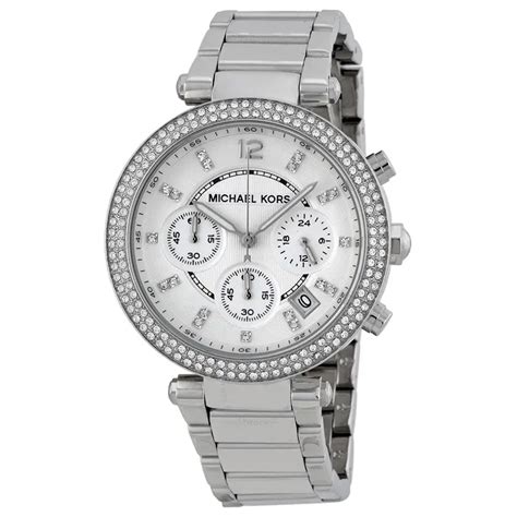 michael kors parker silver tone watch style mk5353|michael kors parker chronograph watch.